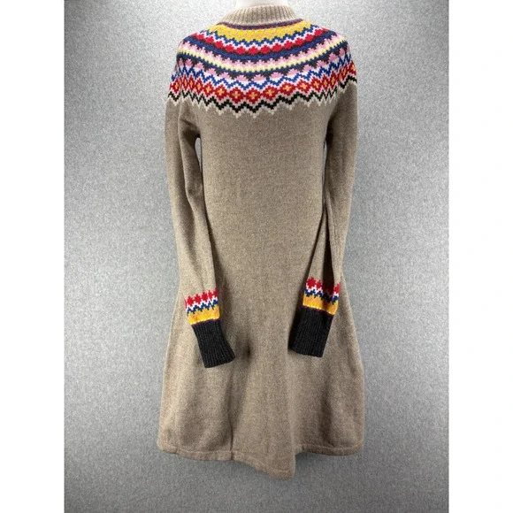 Boden Fair Isle Knit Midi Sweater Dress Wool Alpaca Nordic Melange Taupe Size 2 - Picture 7 of 14